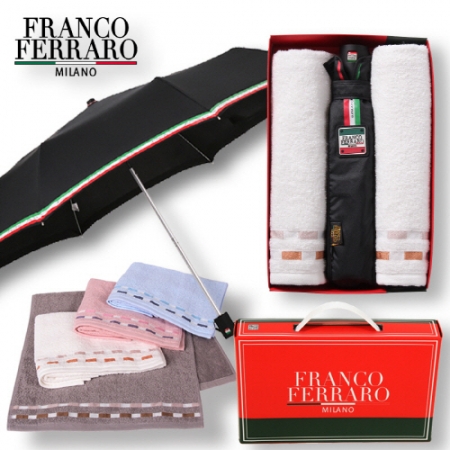 프랑코페라로 3단 임팩트 늄경량 수동 우산 1P+컬러블럭타올2P- 세트 #2