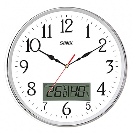 시닉스 무소음 대형 크롬도금 온습도 벽시계 S350CM #2