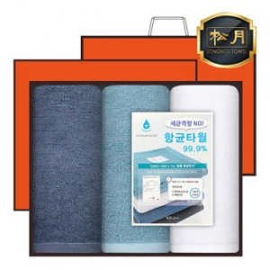 [송월타올] 향균 무지40 타올 3매, 고급세트, 세면타올