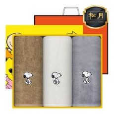 [송월타올] 스누피 리버40 타올 3매, 고급세트, 세면타올