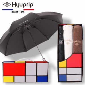 협립 암막 고밀도 커넥션 2단 65 우산 + 40수 180 호텔타올 2P 우산 타올 세트 (양산겸용)