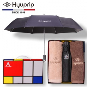 협립 3단 암막 고밀도 커넥션 완전 자동 + 40수 180 호텔타올 2P 우산 타올 세트 (양산겸용)