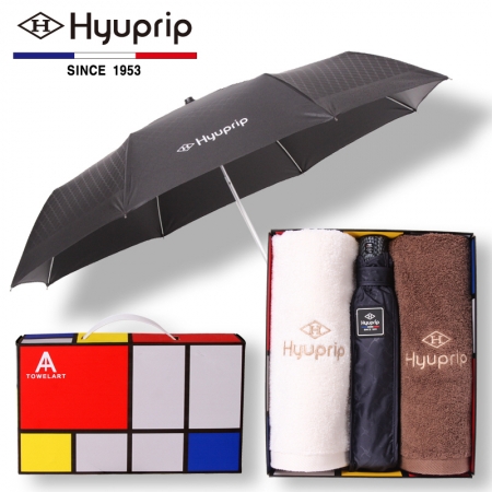 협립 3단암막고밀도커넥션우산+40수180호텔타월2P-우산타월세트(양산겸용) #2