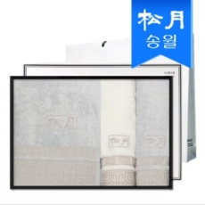 송월 격자 기프트세트(격자 바스타올1 + 격자 세면타올 2) + 쇼핑백