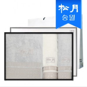 송월 격자 기프트세트(격자 바스타올1 + 격자 세면타올 2) + 쇼핑백