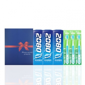 알뜰 박스 2호 (2080 치약 3개 + 미세모 칫솔 3개 + 선물케이스)