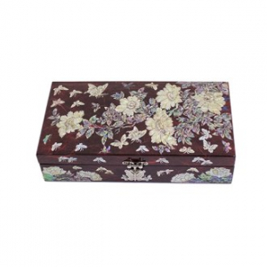 아름누리 적색 한지 꽃나비 다용도직사각형 보석함