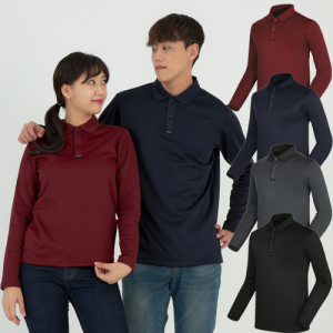 남성 여성 단체 속 기모 긴팔 카라 티셔츠