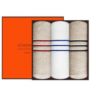 [송월타올] 내추럴 코튼 타올 40수 3P 수건 선물세트, 답례수건