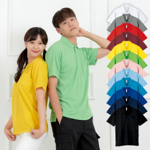 남성 여성 단체 포켓 쿨레쉬 카라 반팔 티셔츠