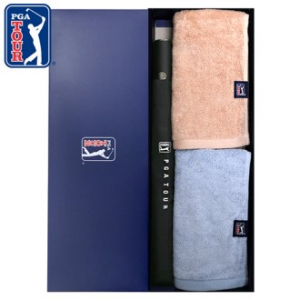 PGA 2단 자동 리플렉티브 안전 우산 + 180g 모달 면사 타올 2P 세트