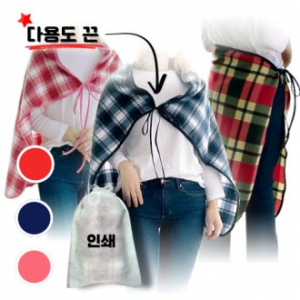 끈 있는 고급 체크 무늬 담요