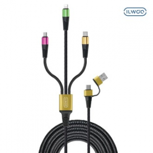 [일우] 3in2 멀티 동시 충전 C타입 5핀 8핀 고속충전 케이블 1.2M