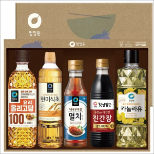 청정원 감사 12호 (카놀라유500ml+현미식초 500ml+멸치액젓 500g+진간장 500ml+요리올리고당 700g)