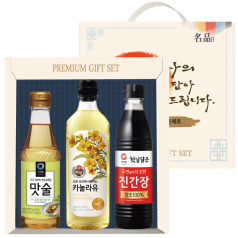 CJ 프리미엄 선물세트 3p (청정원 맛술, 백설 카놀라유, 청정원 진간장)