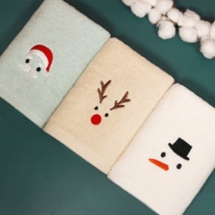 [송월] 크리스마스 수건 타올 3매 선물세트 - 루돌프+눈사람+산타