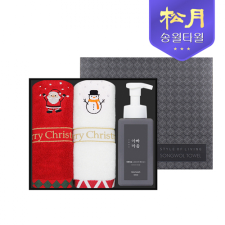 아빠마음 생활 세트 5호, 송월 크리스마스 140g 타올 2P + 소프트터치 핸드워시 500ml 1P #2