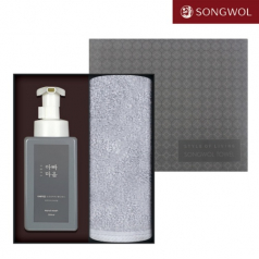 아빠마음 생활 세트 2호(향균 코마 40수 무지 타올 180g 1P + 소프트터치 핸드워시 500ml 1P)