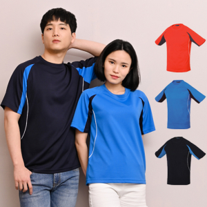 배색 쿨에어 반팔 티셔츠, 남자 여자 단체