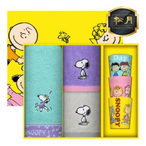 [스누피 전용 타올 컵 세트]스누피 뮤직 세면타올 401p + 스플릿 36 2p + 스누피 3p 컵 세트