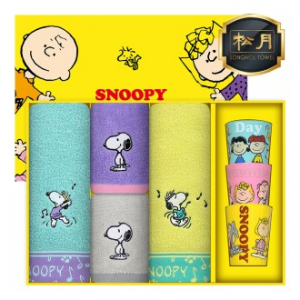 [스누피전용 타월 컵 세트] 스누피 뮤직40 2장 스플릿36 2장 스누피 3P 컵 세트