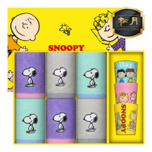 [스누피 전용 타올 컵 세트]스누피 스플릿36 핸드타올 6p + 스누피 3p 컵 세트