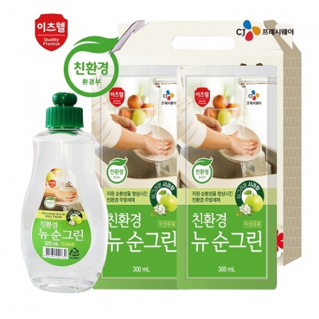 CJ 친환경 뉴순그린 320용기, 300ml 리필 2개 3종 세트 #2