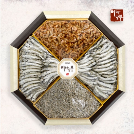 (A)[신세계백화점 판매 제품] 바다보물 명품 팔각지함 죽방멸치 꽃새우 선물세트,멸치세트 (보자기포함) #2