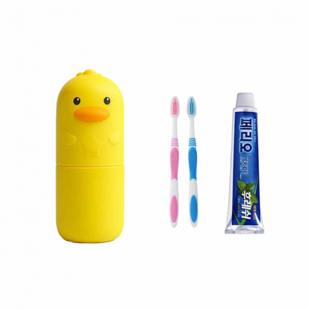 세븐몰 휴대용 병아리 칫솔통 칫솔 치약 커플 세트 칫솔꽂이 칫솔보관함 양치컵 #2