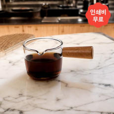 내열유리 에스프레소 샷잔 80ml, 우드 손잡이 에스프레소 베이직 샷잔 드레싱 소스잔