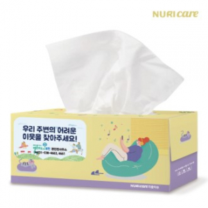 고급 미용 티슈 200매 (스티커 부착) 각티슈