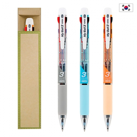 마이 3색 국산 볼펜 (0.7) + 친환경 에코 케이스 #2