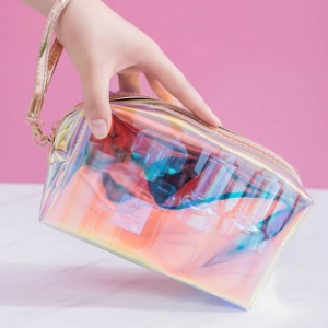 홀로그램 다용도파우치 화장품 여행용소품정리 베이직 세면백 팔각형