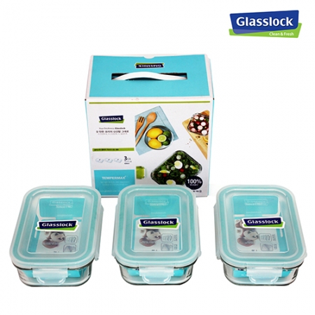 내열 강화 글라스락 밀폐용기 직400ml 3개입 세트 #3