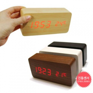 [LED디지털 우드시계-직사각형] 시계 / 탁상시계 / 우드시계