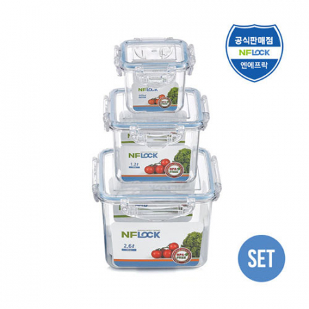(A) [엔에프락] 트라이탄 밀폐용기 정사각 3P 세트 #2