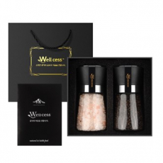 웰세스 WG-202 히말라야 핑크솔트 블랙페퍼 그라인더 선물세트[핑크솔트 굵은입자 200G, 블랙페퍼 100G]