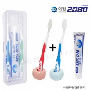 커플 애경 2080 미세모+2080 치약 칫솔 치약 세트