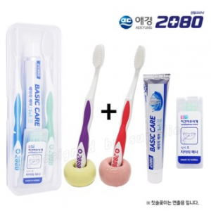 커플 애경 2080 미세모+2080 치약+치간 칫솔 치약 세트