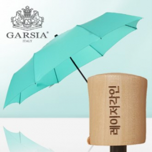 가르시아 3단 민트 마시멜로 원목손 수동 우산
