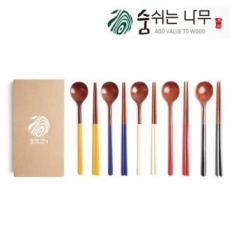 숨쉬는 나무 오방 달수저 2인 선물세트 보급형