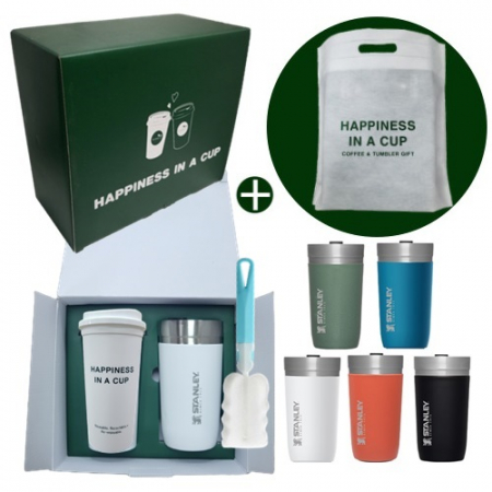 스탠리 고 진공 텀블러 473ml 해피니스 리유저블 핫컵 콜드컵 텀블러 세척솔 선물세트 #3