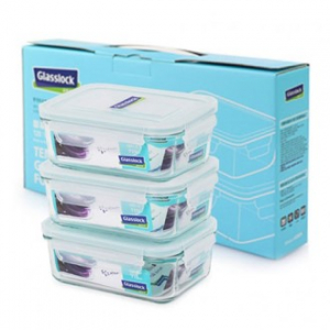 글라스락 직사각 2-1호 2조 밀폐용기 세트