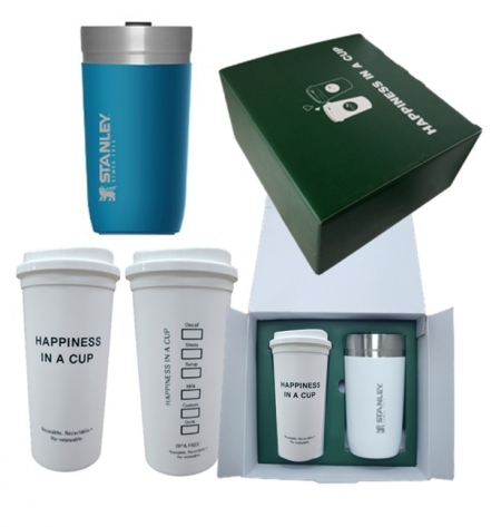 스탠리 고 진공 텀블러 473ml 블루 해피니스 리유저블 핫컵 콜드컵 텀블러 선물세트 #3