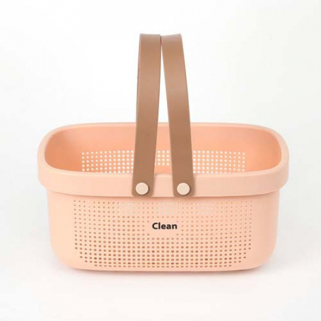 심플 클린 물빠짐 목욕바구니 (핑크) 손잡이 목욕탕바구니 #3
