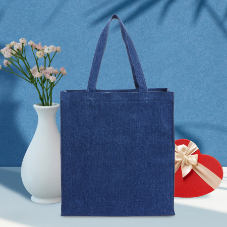 M자형 데님 에코백 청 에코백 370*410*100mm #2