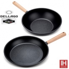 [DELLAGO]델라고 쿠치나 오일로드 IH 우드 후라이팬 2종 B세트( 후라이팬 28CM + 궁중팬 28CM)