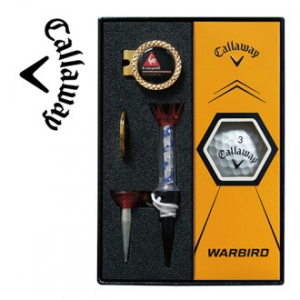 캘러웨이 워버드 골프볼+볼마커 (골드 2) +자석클럽 (실버) + 자석티 세트