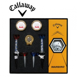캘러웨이 워버드 골프볼+볼마커 (골드2) +자석클럽 (골드) + 자석티 (2) 세트