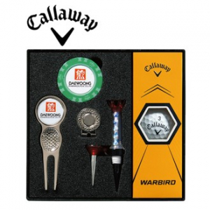 캘러웨이 워버드 골프볼+칩볼마커 (2) +그린보수기 볼마커 (실버) +자석클립 (실버) + 자석티 세트